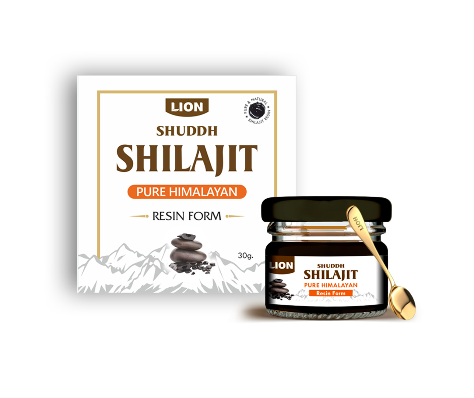 LION Shuddh Shilajit resin with retail packaging